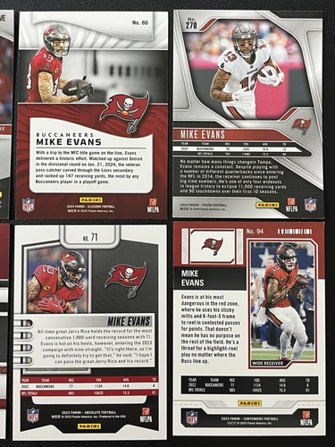 6 Card Football Lot Mike Evans Tampa Bay Buccaneers Mosaic Insert, Prizm & More - Picture 6 of 6