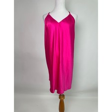 Victoria's Secret Fuchsia Pink Slip Nightgown Lingerie XL Open Back Chemise
