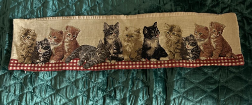 RARE "12 Kittens" Cotton Tapestry Pillowcase 33'' Long x 7.5'' Wide Made in EU