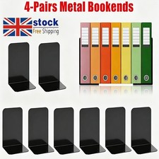16X Bookends Black Metal Book Ends Home Office School Shelves Stationery Holder
