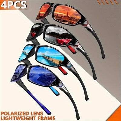 4pcs Fashion Polarized Sports Glasses For Men, High-Quality Glasses For Driving