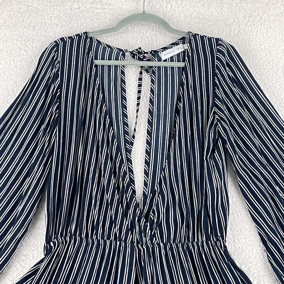 Mameluco Faithfull The Brand Long Bay para mujer mediano azul blanco rayas verano boho Foto 2 de 4