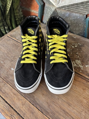 Vans Where's Waldo? Schwarz gelb karierte hohe Schuhe Herren Größe 6 Damen 7,5 - Bild 2 von 9