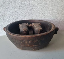 Bol de mariage ancien (XIX/XX ème) en bois sculpté origine Bolivie peuple AYMARA