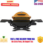 Weber Q 1200 1 Burner Portable Tabletop Propane Gas Grill Thermometer Orange
