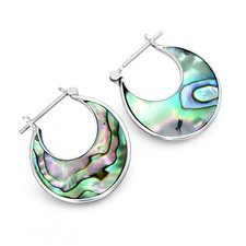 Paua Abalone Shell 925 Sterling Silver Crescent Shape Earrings Jewellery - EA009