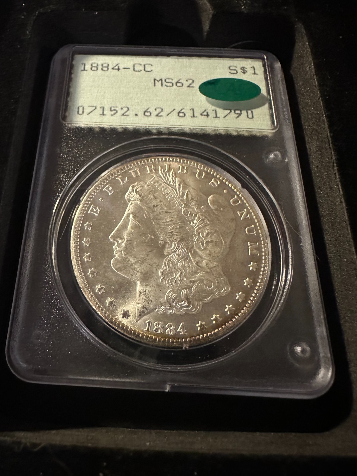 1884-CC MS62 S$1 PCGS CAC GREEN LABEL