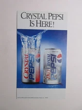 1990's vintage Crystal PEPSI window decal sticker 4" x 7" CRYSTAL PEPSI IS HERE