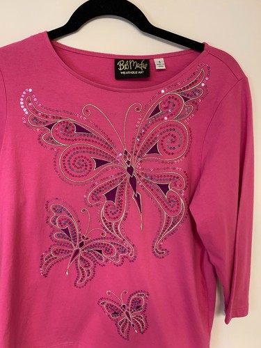 bob mackie wearable art Size S Pink Butterflies Sequins - Bild 2 von 8