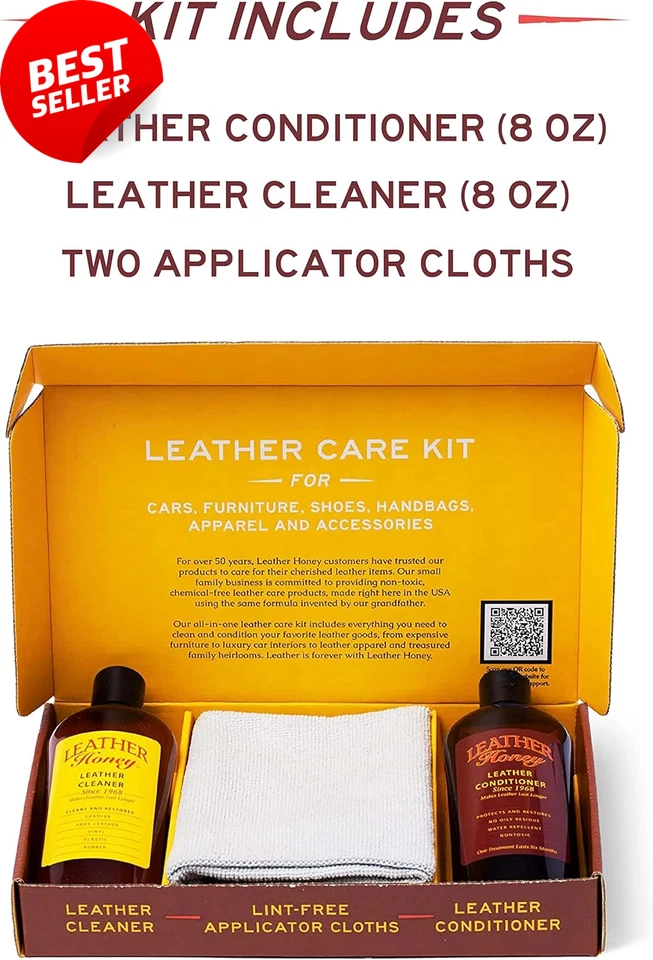 Leather Care Kit Cleaner Conditioner Cloths for Jackets Furniture Auto Interiors - image 3 of 4