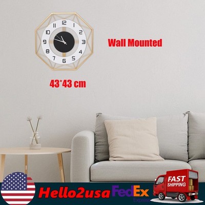 Wall Clock, Modern Wall Clock Battery Operated Quartz Silent Non-Ticking 17in