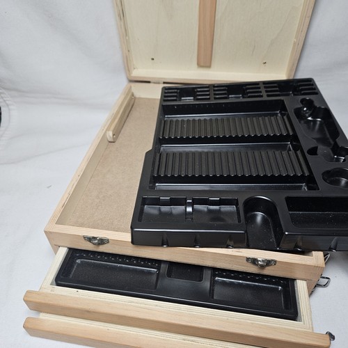 Wooden Portable Artist Supply Storage Box Case w/ 2 drawers & Adjustable Easel - Picture 5 of 14