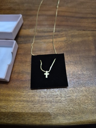 Kreuz Halskette für Damen, 14K vergoldet kleiner Anhänger Schmuck - Bild 5 von 6