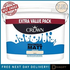 CROWN MAGNOLIA MATT EMULSION PAINT 7.5L FOR INTERIOR WALLS & CEILINGS DURABLE