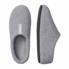 Bombas - Sunday Slipper - Fleece/Sherpa - Nimbus Grey/Lavender - White Letters