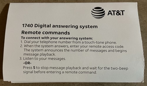 Cyfrowy system sekretarki AT&T model 1740 z pudełkiem i instrukcją - przetestowany i działa - Zdjęcie 10 z 13
