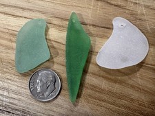 Sea glass - 3 Top Drilled Pendant Pieces - Lot  431