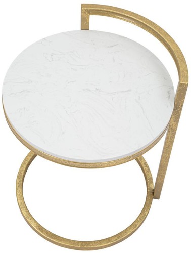 Mauro Ferretti Beistelltisch Marmor Rund 40x43x50 cm gold weiß - Bild 3 von 8