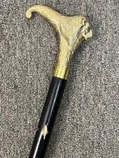 Lion Brass Handle Walking Stick   Solid Wooden Cane   Stylish  Reliable Supp