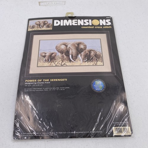 Dimensions Power Of The Serengeti Counted Cross Stitch Kit Elephants 1999 16x8”