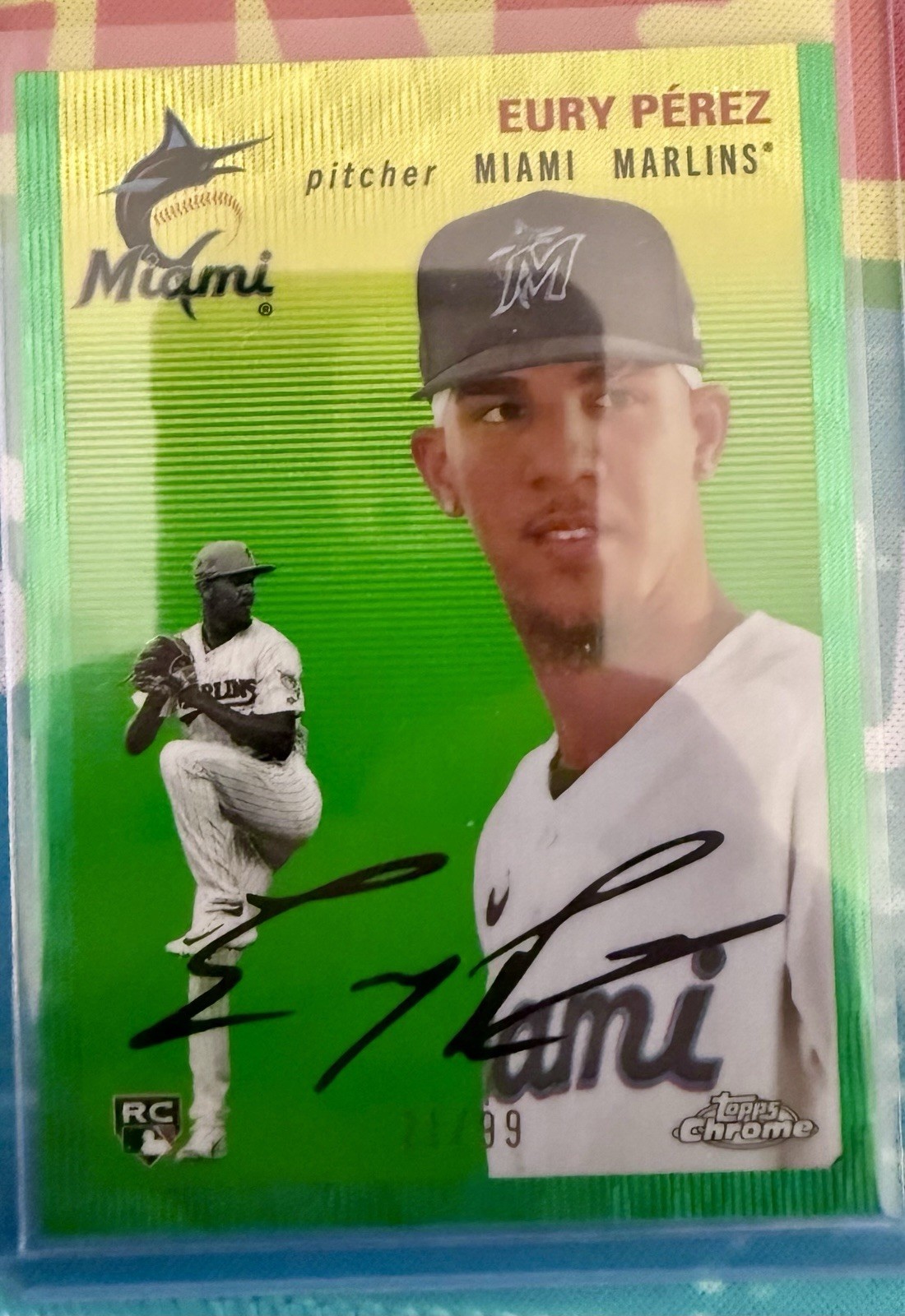 2023 Topps Chrome Platinum Anniversary #172 Eury Pérez Green Wave Refractors/
