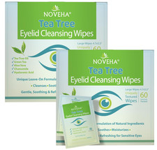 Noveha Tea Tree Eyelid & Lash Cleansing Wipes Green Tea Chamomile 2 Pack