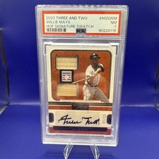 WILLIE MAYS-2023 Panini Three and Two  DUAL Bat Autograph /10 PSA 7 HSSWM