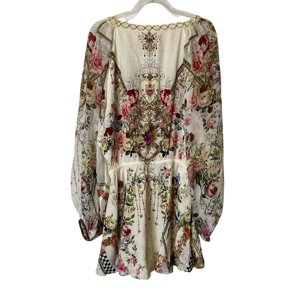 Mono Camilla Star Crossed Lovers Talla Pequeña S Blusa Manga Blanco Floral Foto 4 de 4