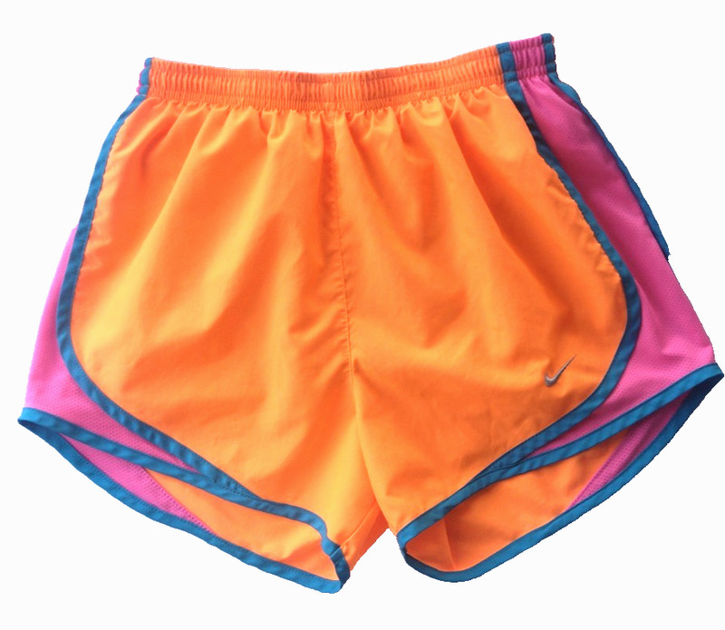 Nike Dri Shorts Athletic Running Sports Orange Pink Lined Girls Big kids XS 4/5