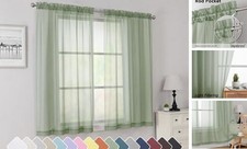 Sage Short Sheer Curtains 45 Inch Length 42"W x 45"L Pack of 2 Sage Green