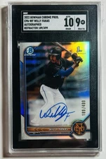 2022 Bowman Chrome Willy Fanas 1st Prospect Refractor Auto /499 SGC 9 Gem Mets