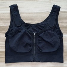 Amoena 32/34 Leyla SB Post Surgery Bra Black 44606 Front Zip Universal Cup