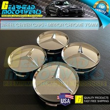 4 Mercedes-benz Mirror Chrome Wheel Center Hub Caps Emblem 75mm Laurel Wreath