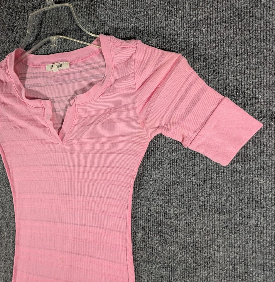 Camisa Henley Y2K Energie Rosa Acanalada Manga Corta Junior Mediana Foto 3 de 4