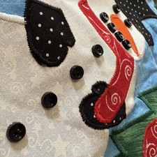 Handmade Holiday Quilt Wall Hanging Christmas Snowman Block Print