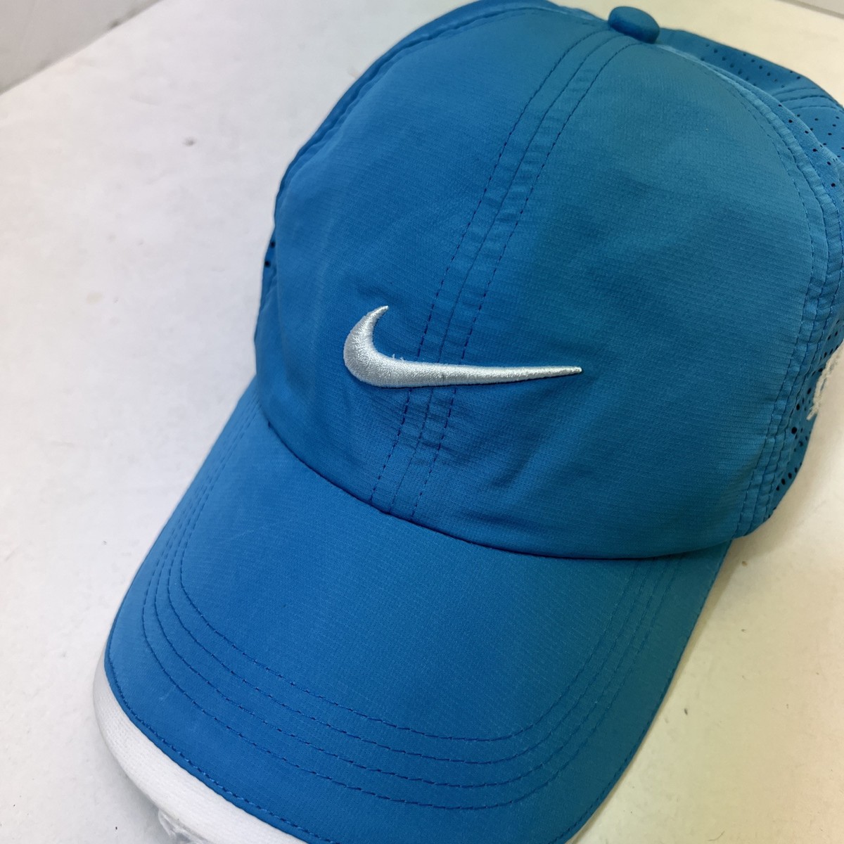Vintage Nike Golf Dri Fit Laser Cut Hat Adjustable Swoosh Blue