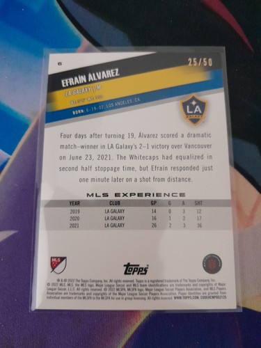 2022 Topps MLS - #6 Efrain Alvarez Gold 25/50 - Bild 2 von 2