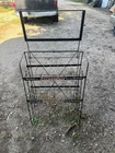 Vintage Interstate Batteries Metal Sign Display Rack Folds Up Flat, 3 Shelves