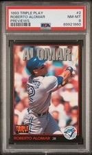 1993 DONRUSS TRIPLE PLAY PREVIEWS #2 ROBERTO ALOMAR PSA 8 Blue Jays Rare HOF