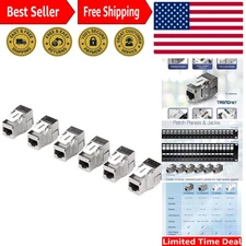 Complete 6-Pack Cat6A Shielded Keystone Jack Set with Installation Guide & Ties