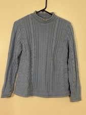 L.L. Bean Fisherman Cable Knit 100 Cotton Sweater Women s Small Light Blue