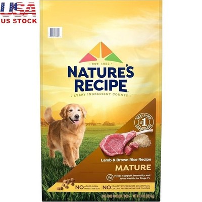 Premium Dry Dog Food Lamb Rice Nutritional Support Senior Dogs 24lb Bag New