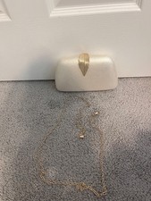 Pearl/Champagne Clutch Evening Bag with Gold Chain Strap