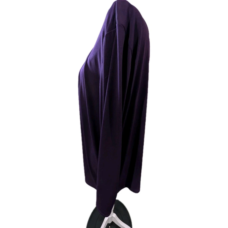 Camisa Blusa Túnica Liz Claiborne Púrpura Para Mujer Talla 1X Escote Adorno Foto 4 de 4