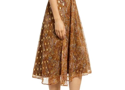 Sam Edelman High Neck Midi Smocked Paisley Patterned Dress Gold Brown 8 | eBay Sam Edelman High Neck Midi Smocked Paisley Patterned Dress Gold Brown 8 | eBay
