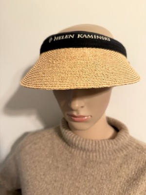 HELEN KAMINSKI MARINA RAFFIA VISOR HAt NATURAL/BLACK LOGO | eBay