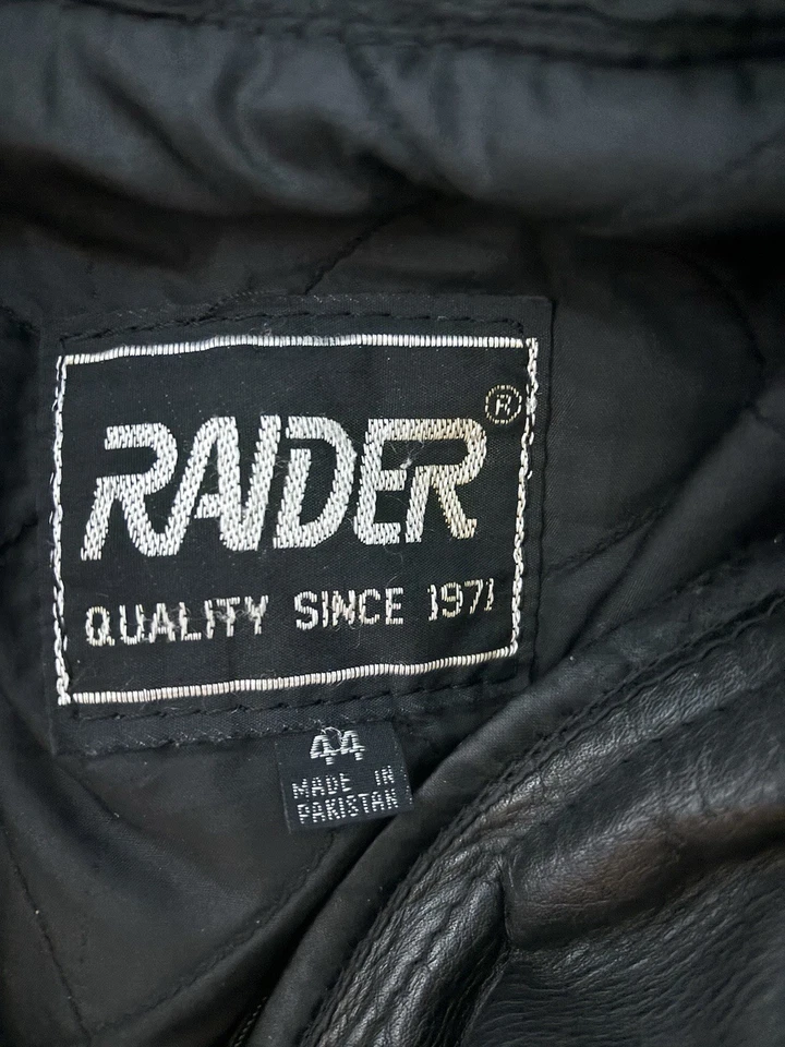 Мужская кожаная куртка 44 Raider Euro/80s на двойной молнии спереди - Изображение 2 из 4