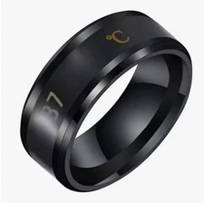 Smart Sensor Temp Ring – Unisex, Steel, Real-time Display Msg Size 6-11 Post Pay