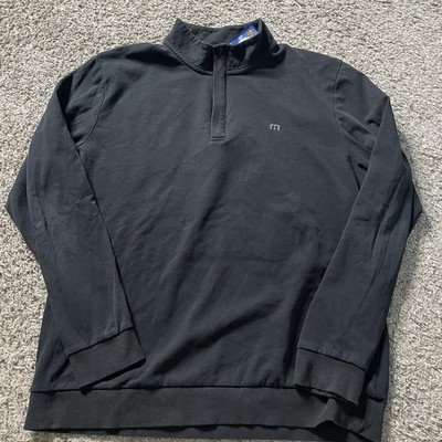 Travis Mathew Sweatshirt Mens XL Black Cloud Quarter Zip Fleece Pullover Golf
