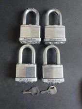 Master Lock Heavy Duty Outdoor Keyed Padlock 1-1/2-in Shackle Keyed Alike 4 Pack
